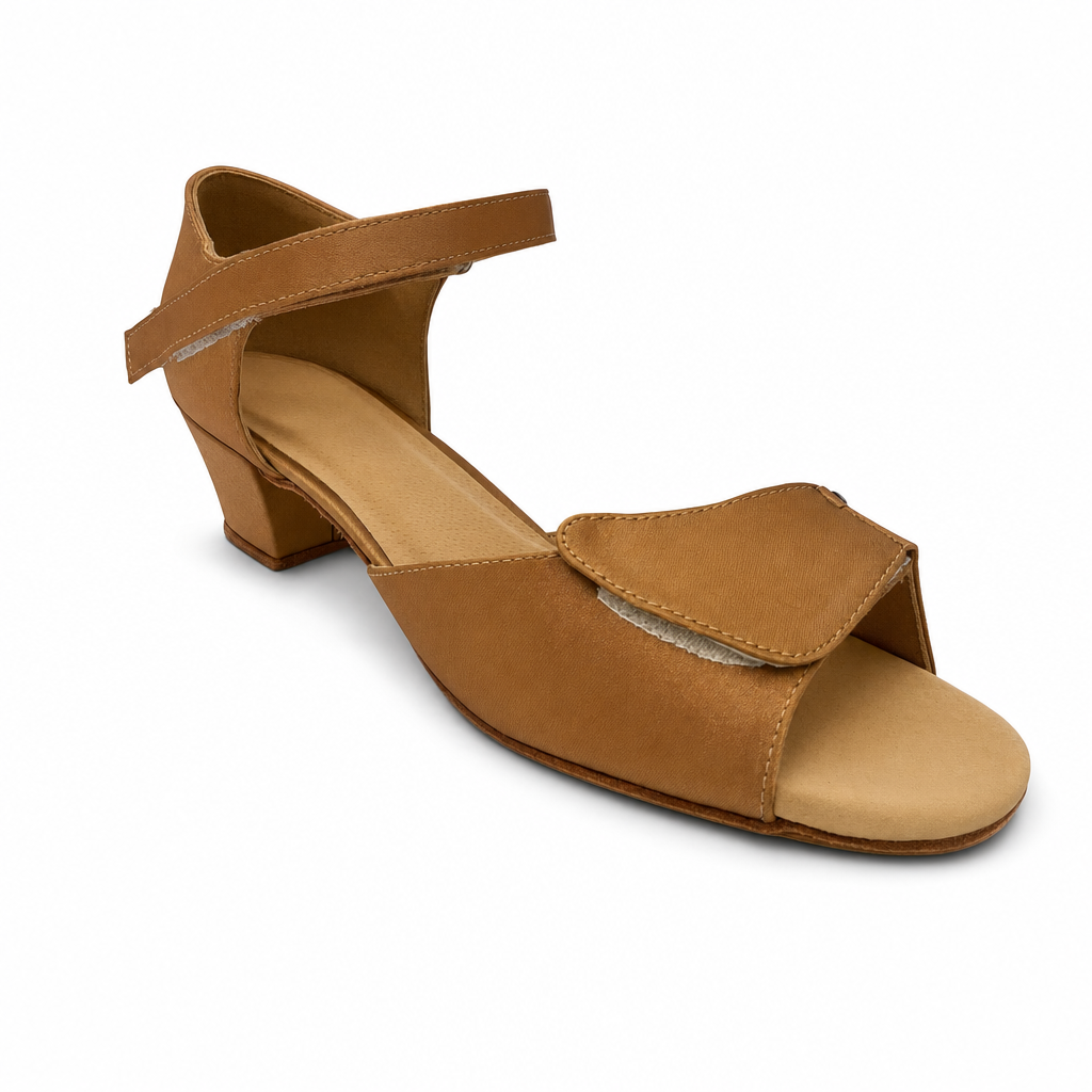 Tan Satin / Velco Strap # 167802 - EveriseDanceShoes
