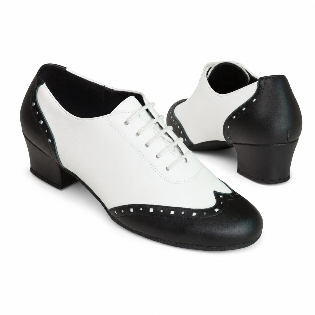 Practice Black & White Leather # 200801 - EveriseDanceShoes