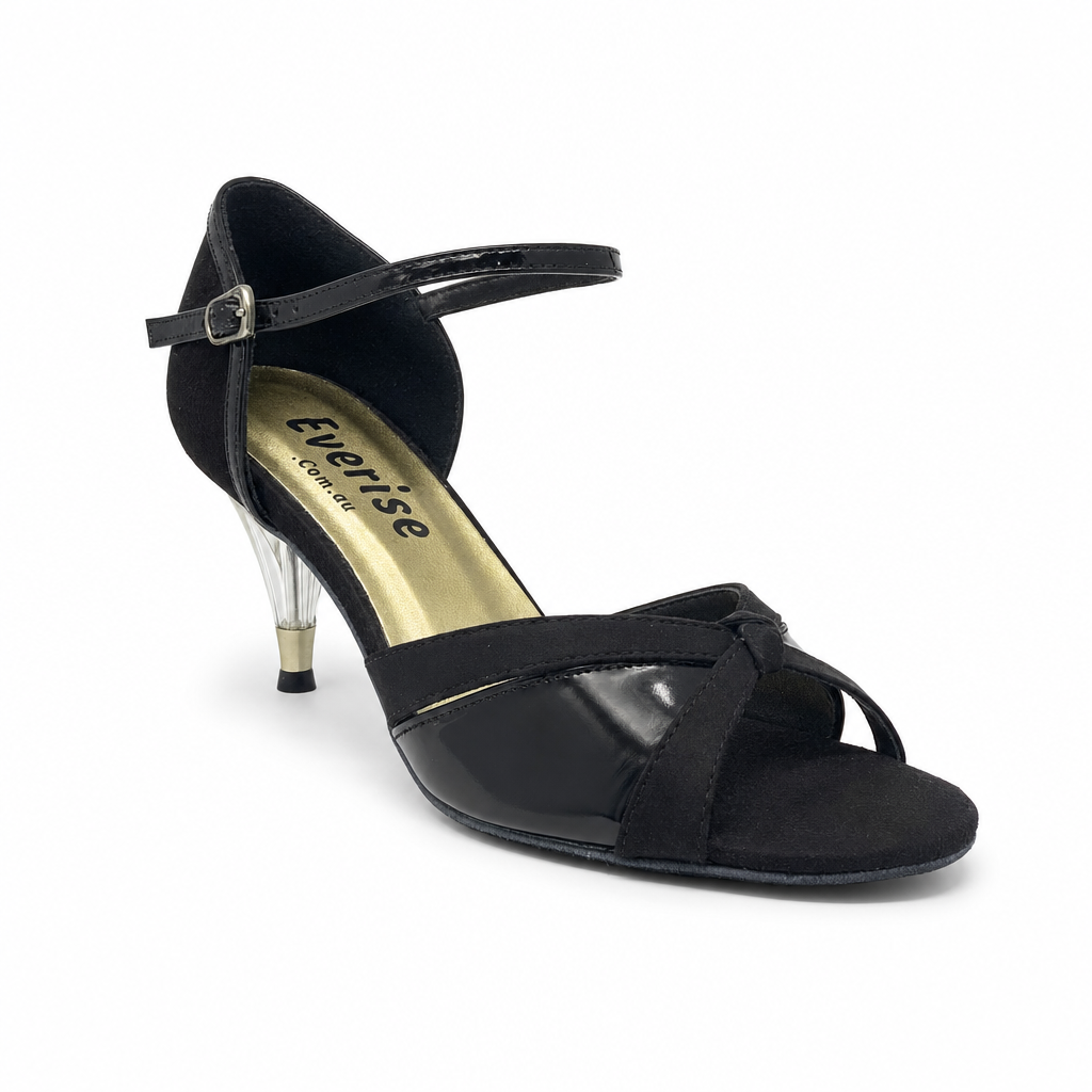 Black/Gold Crystal Heel #174803 - EveriseDanceShoes