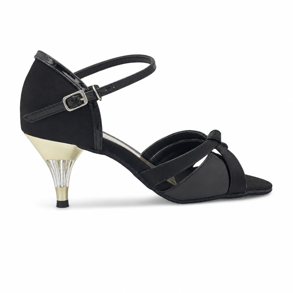 Black/Gold Crystal Heel #174803 - EveriseDanceShoes