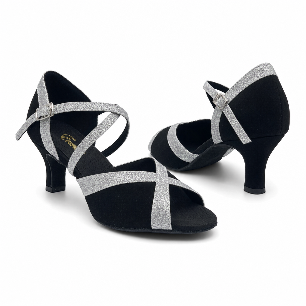 Black Silver Straps #845261 - EveriseDanceShoes
