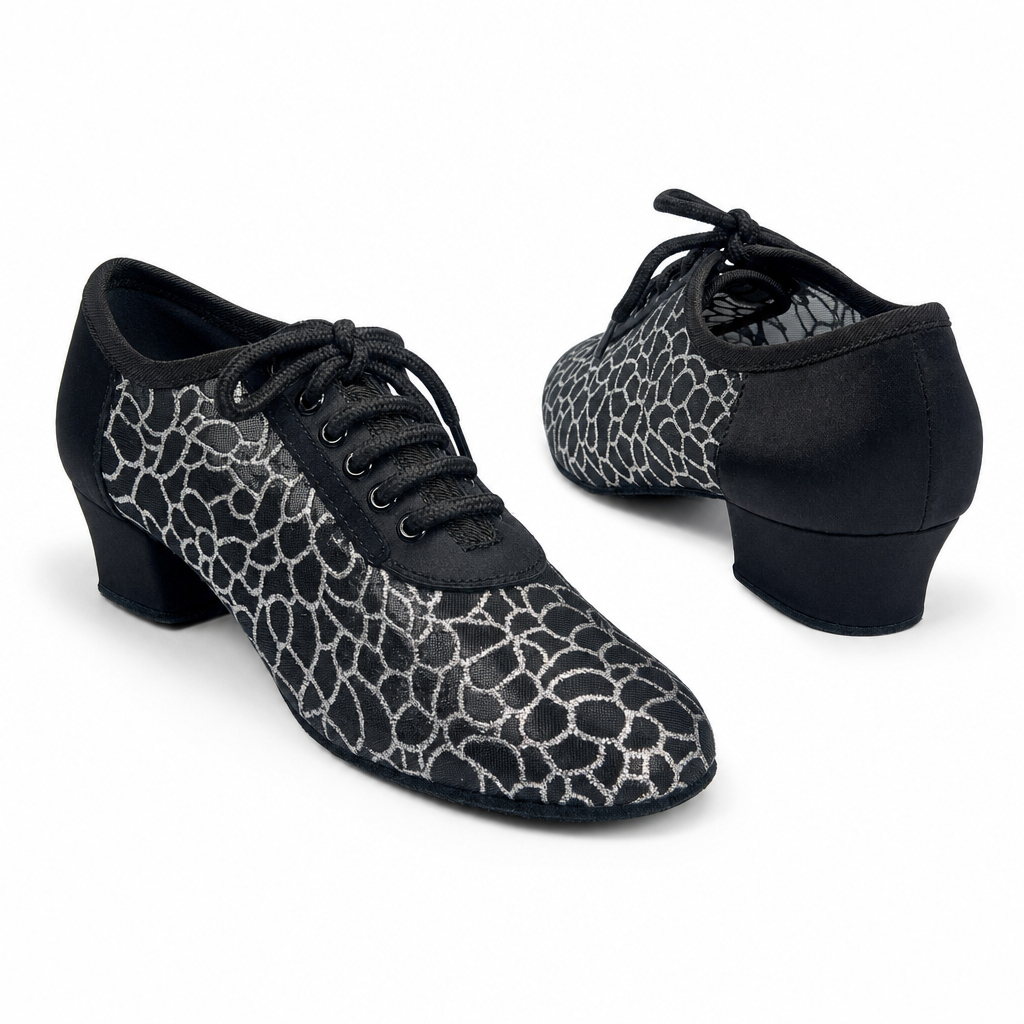Black Silver Flower - EveriseDanceShoes