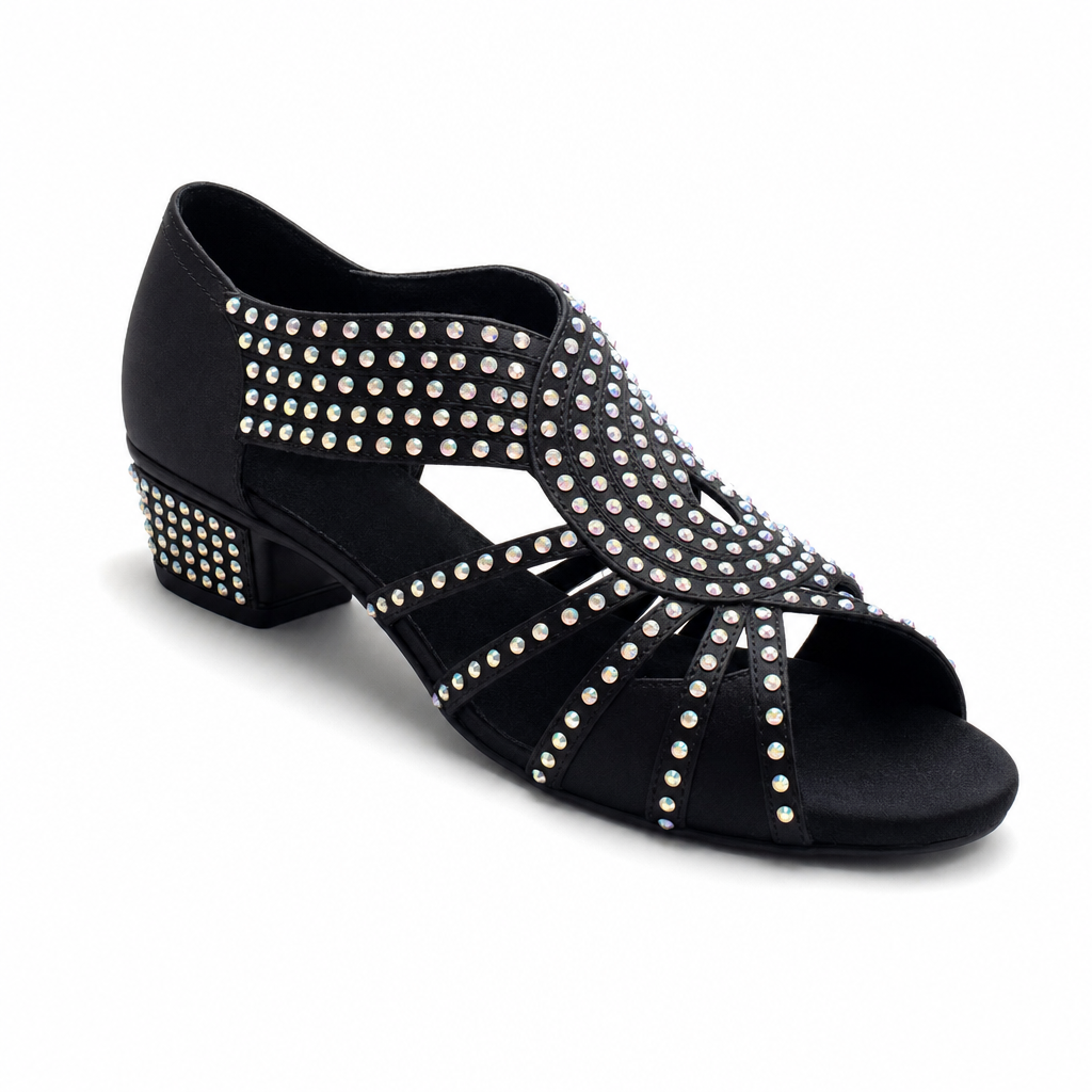 Black Satin Diamonds # 279502 - EveriseDanceShoes