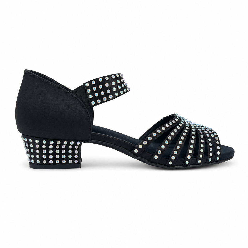 Black Satin Diamonds # 279502 - EveriseDanceShoes