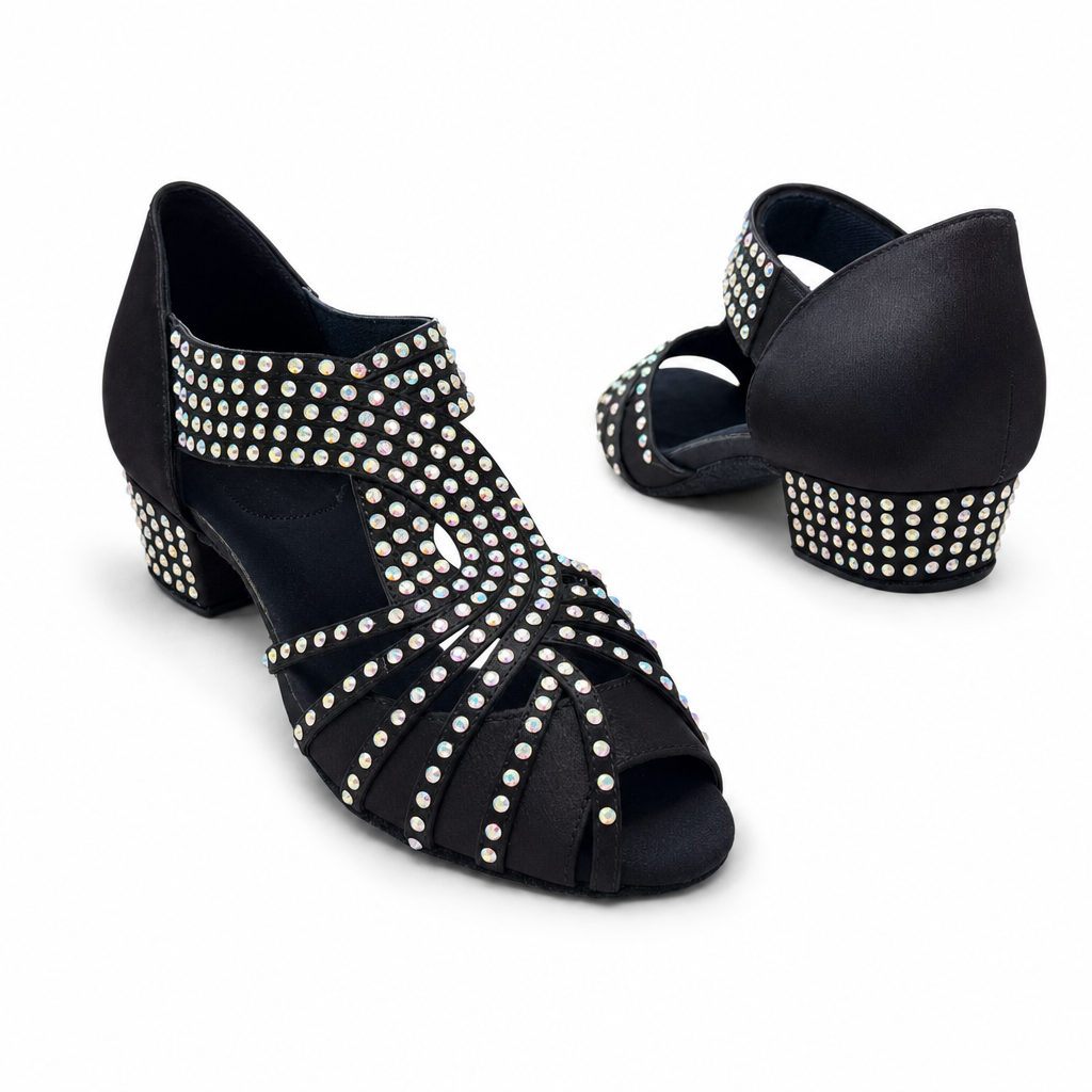 Black Satin Diamonds # 279502 - EveriseDanceShoes