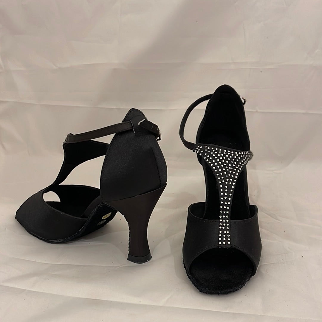 Black Satin + T-Diamonds # 7591273 - EveriseDanceShoes