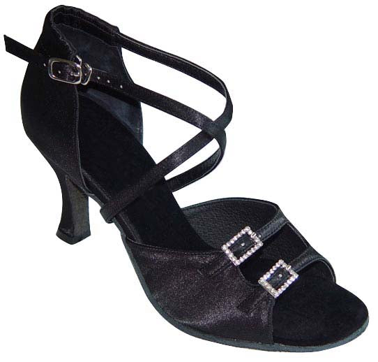Black Satin Diamonds Dance Shoes #162502 - Everise Dance Shoes